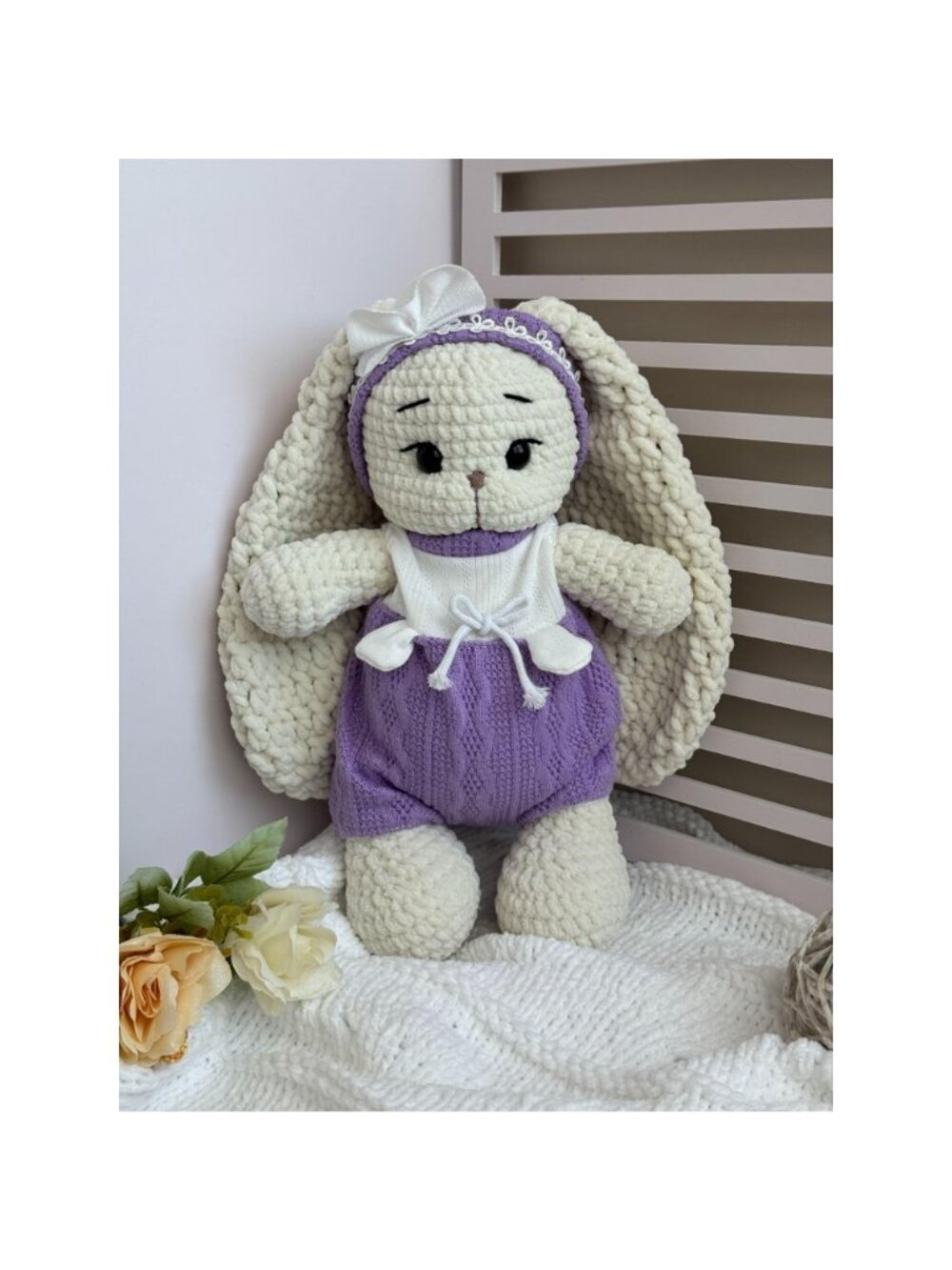 Handmade Crochet Bunny Plushie, Amigurumi Rabbit Toy, Stuffed Bunny, Plush Toys - Picture 5 of 6